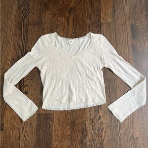 Urban Outfitters Heart Lace Cropped Longsleeve
